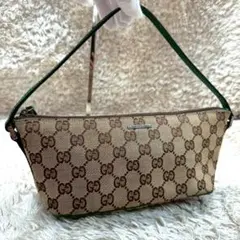 ✨美品✨】 グッチ アクセサリーポーチ GGキャンバス シェリーライン 