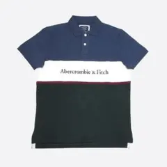 ★新品★アバクロンビー&フィッチ★ロゴ刺繍ポロ (Navy/Green/XL)