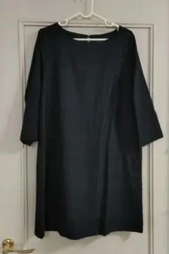 SHIPS シップス ワンピース 緑 紺 チェック 毛100%