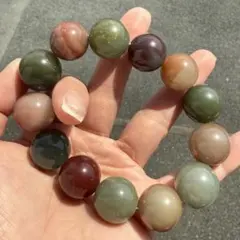 17.5-18mm大玉 三色団子カラー 天然瑪瑙（アゲート）ブレスレット