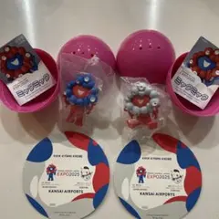 海洋堂 ミャクミャク フィギュア 2体と空港コースター2枚セット 関西万博