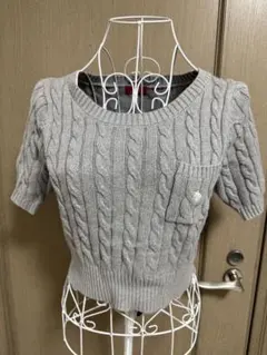 POLO グレー ケーブルニット 半袖セーター