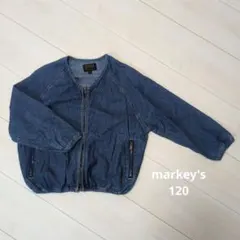 デニムジャケット2着☆ジップアップジャケット☆120cm マーキーズ　ジャケットのサムネイル