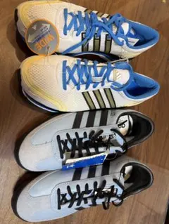 adidas 2足まとめ　ワイドスニーカー ホワイト/ブルー/グレー