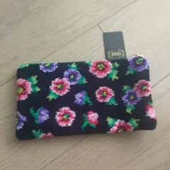 新品タグ付　FEILER　花柄ポーチ　赤　紫　シュニール織　大