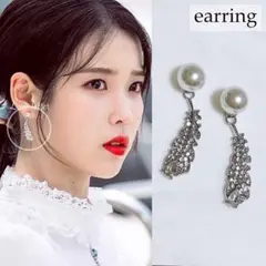 No.253 フェザービジューイヤリング 韓国 ホテルデルーナ IU着用