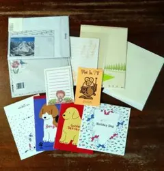 【まとめ売り】犬，猫のイラストなどの便せん，レターセット