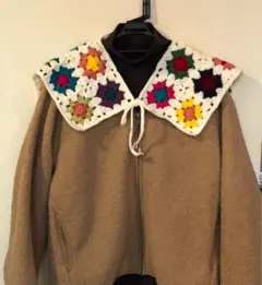 グラニースクエア  つけえり　♡大きめ　カラフル　オフホワイト　ハンドメイド