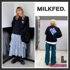 ミルクフェド GLITTER LOGO SWEAT TOP ブラック Lサイズ
