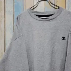 201☆チャンピオン☆スウェットトレーナー☆ワンポイント刺繍ロゴ☆グレー☆2XL