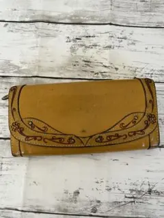 Dakota イエロー レザー お花柄 長財布