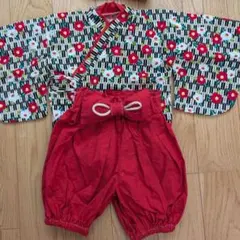 ベビー袴 70 女の子 ハンドメイド 椿柄 お食い初め 初節句 ひな祭り 衣装