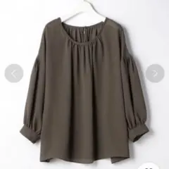 ユナイテッドアローズ春きれいめダークブラウン上質シフォンタックルスリーブブラウス