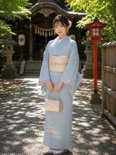 青色の京友禅訪問着 仮絵羽 花と鳥の模様 新品 - メルカリ