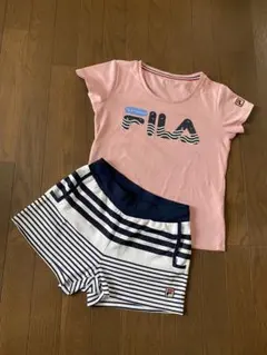 セットFILA Tシャツ＆ストライプショートパンツ M