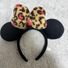 東京ディズニーリゾートミニー カチューシャ ヒョウ柄 ピンクハート