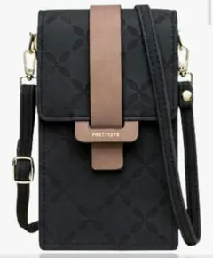 スマホポーチ ショルダーブラック レディース 斜めがけ 長さ調節可能 軽量