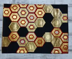 テーブルランナー　孔雀に牡丹　帯リメイク テーブルランナー 孔雀に牡丹 帯リメイク