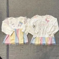 しまむら 女の子 ユニコーン 裾チュールフリル ロンT 110 2枚 まとめ売り
