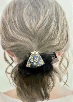 ハンドメイド　インド刺繍リボン　ヘアゴム