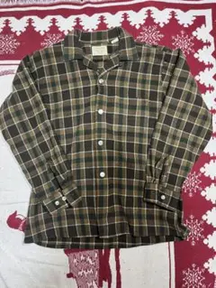 50s 60s vintage ウールチェック開襟シャツ オープンカラー