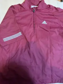 e*u様 adidas 赤 ハーフジップ ナイロン　半袖シャツ　美品