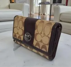 COACH コーチ 長財布 シグネチャー キャンバス レザー ブラウン