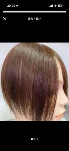 高級人毛100% 分け目隠しウィッグ ナチュラルブラウンカラー