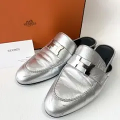 箱付き＊HERMES エルメス ミュール パリ シルバー 36のサムネイル