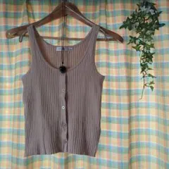 M-11MOUSSY　タンクトップ　トップス　ベージュ　サマーニット　リブ