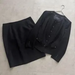 バーバリーロンドン　セットアップ　ノーカラ―ジャケット　黒　ノバチェック　46