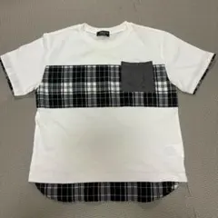 COMME CA ISM チェック柄切替 ポケットTシャツ 130Aのサムネイル
