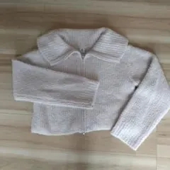 niko and ... アイボリー ジップアップニット M