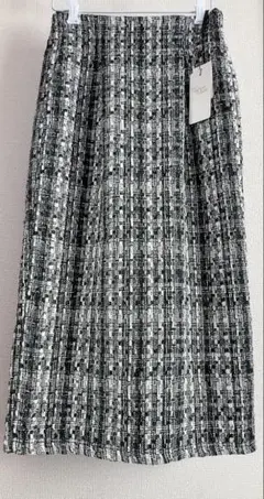 FUN ツイードスカート ホワイト ブラック グレー系 Ｍサイズ