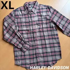 【新品XL】赤チェックネルシャツ HARLEYDAVIDSON 匿名配送