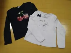 anyFAM長袖カットソー 130cm ネイビー &薄めパープル