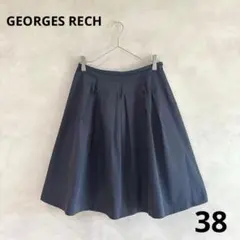 419 GEORGES RECH フレアスカート　ふんわり　タック　ネイビー　Mのサムネイル