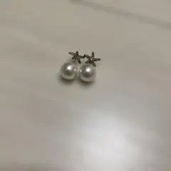 星型スタッド パール ピアス(両耳用)