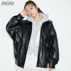 【美品】INGNI フェイクレザーBIGブルゾン ブラック M オーバーサイズ