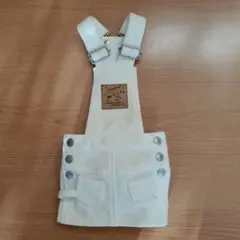 犬服　ホワイト コーデュロイ オーバーオール　スカート　Mサイズ