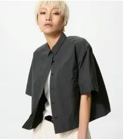 ユニクロ　ナイロンボクシーショートシャツ　ブラック　Sのサムネイル