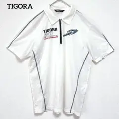 ティゴラ 半袖シャツ ハーフジップ プリント ゴルフウェア ホワイト Ｌ メンズ