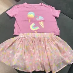 プリント Tシャツ&チュチュスカートセット 120センチ
