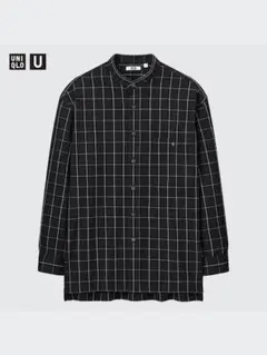 UNIQLO U フランネルオーバーサイズスタンドカラーチェックシャツ Lのサムネイル