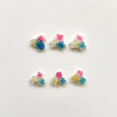 #09・ヴィンテージ カボション 3色フラワー 6個セット【送料込み】