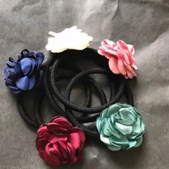 バラのヘアゴム 5個セット ハンドメイド