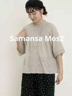 半額以下！　Samansa Mos2 ドビーストライプレースブラウスのサムネイル