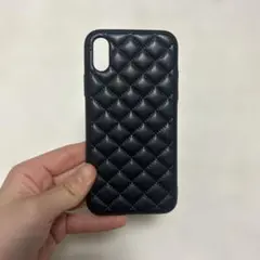 iPhone XS用 黒 キルティングケース