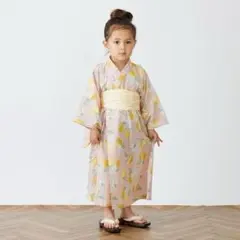プティマイン　レモン柄浴衣100㎝　帯セットのサムネイル