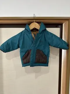 AIGLE フード付きダウンコート ターコイズ/ブラウン